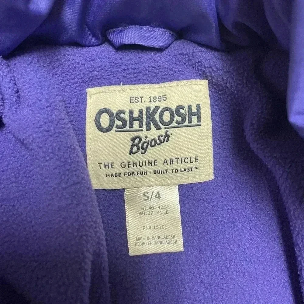 OshKosh B’gosh girl purple winter jacket, size 4
